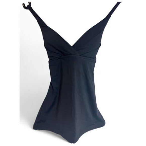 Seafolly Women's Standard Wrap Front Tankini Top Swimsuit, Eco Collective Black, - Picture 4 of 5